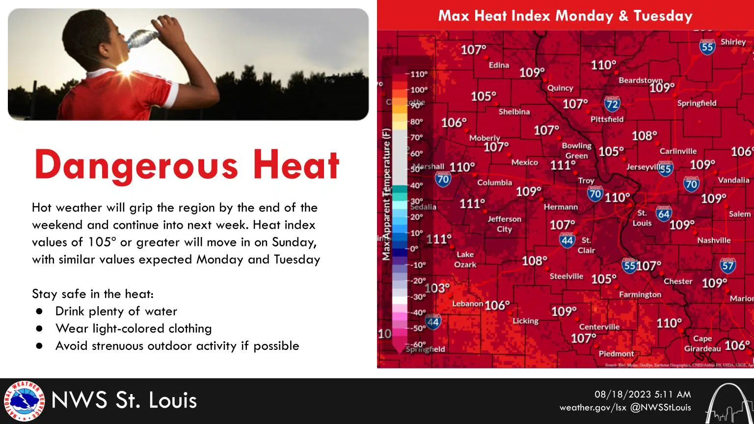 Excessive Heat Watch in effect from Sunday afternoon through Wednesday evening