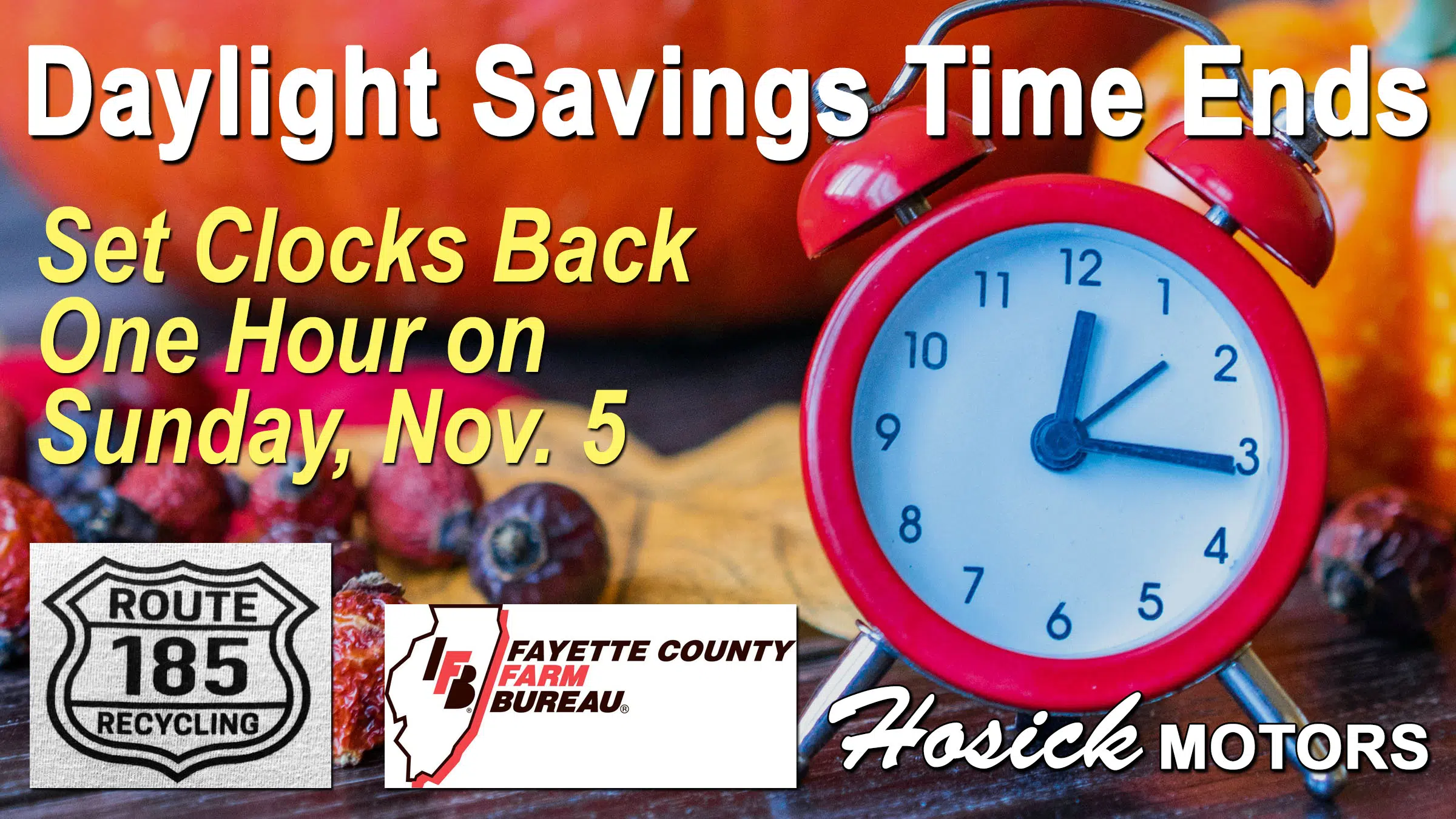 Daylight Saving Time Ends 11/5