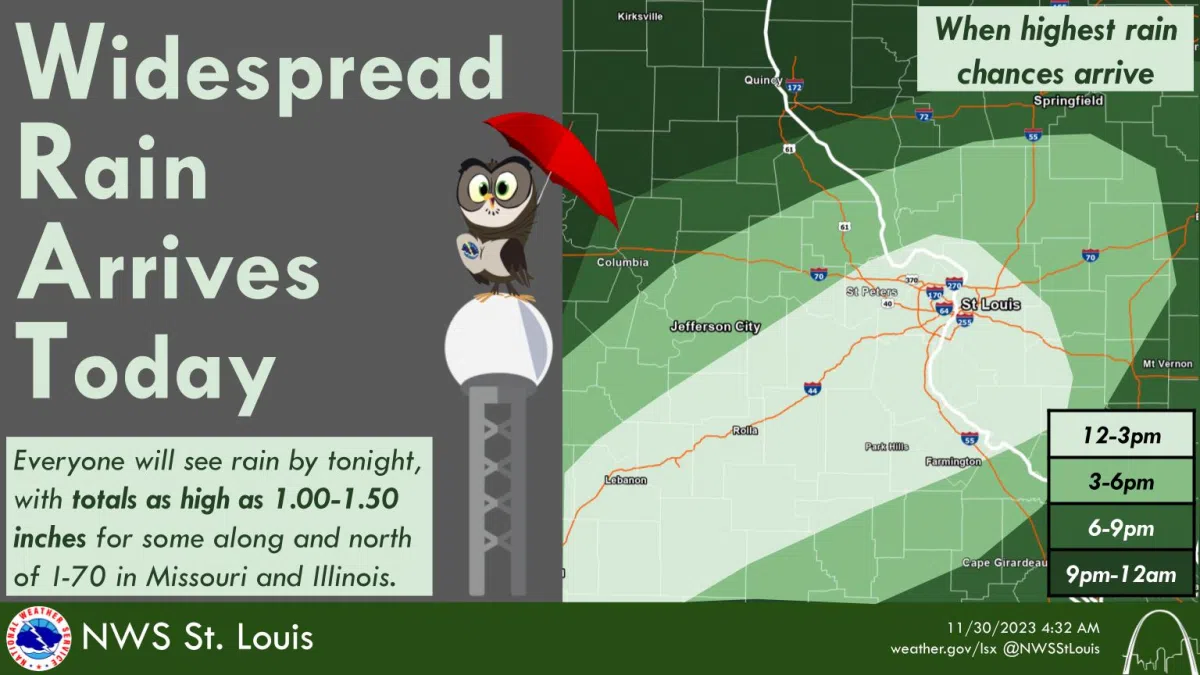 Rain on the way later today and continuing into Friday Vandalia Radio