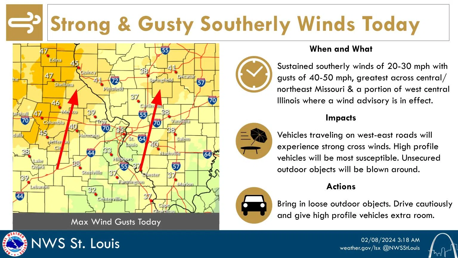 Breezy and Warm today--Chance of Rain during the mid-day