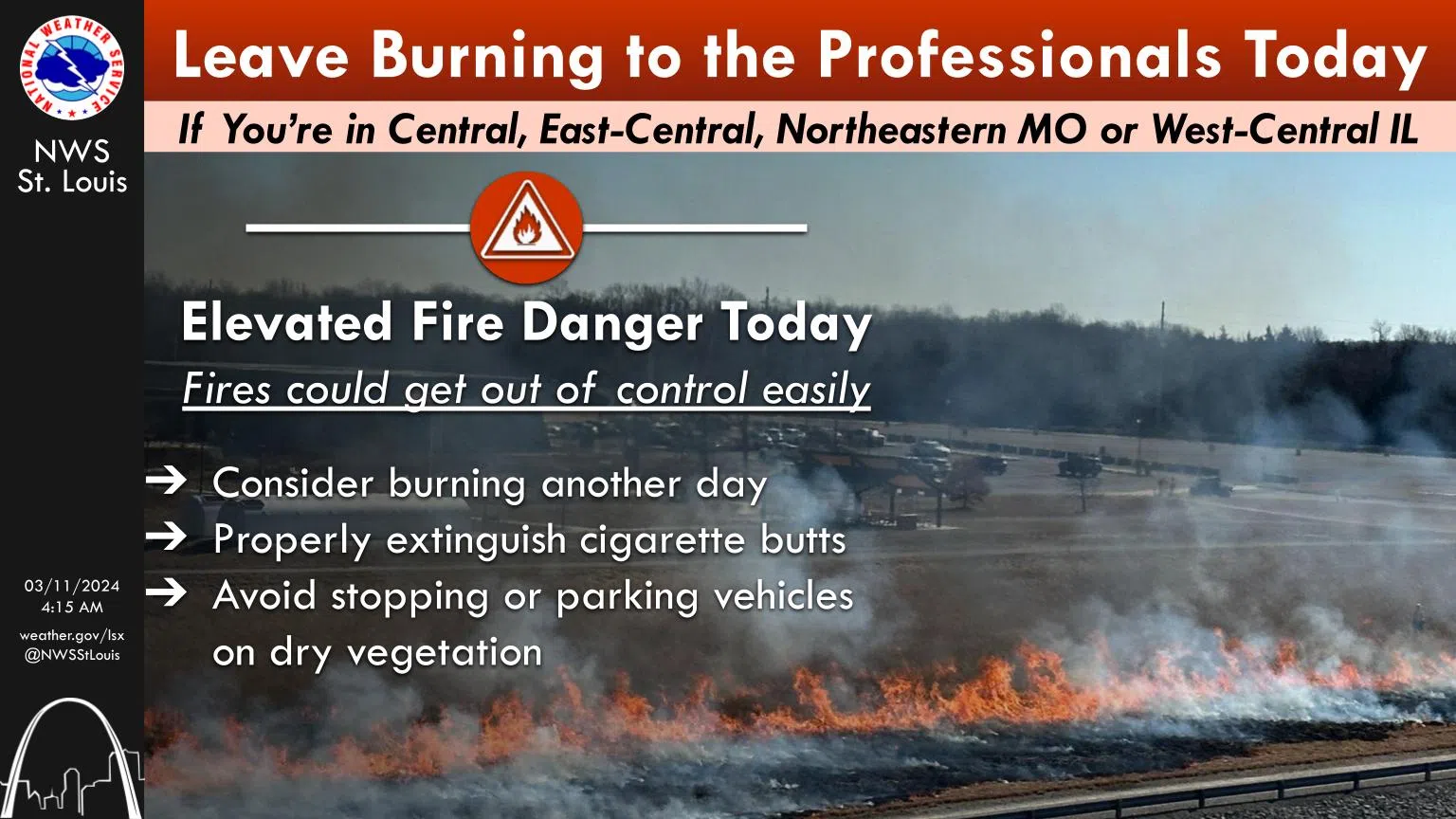 Sunny & Warmer Today---Elevated Fire Danger Today