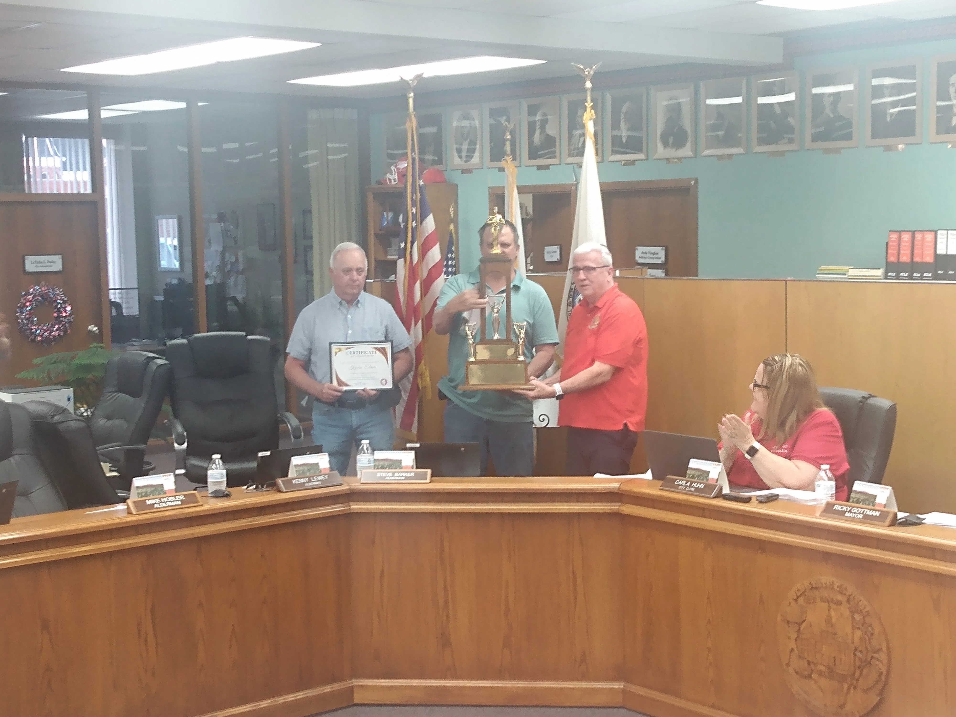 City of Vandalia honors 2 Sewage Treatment Plant Employees for winning an award