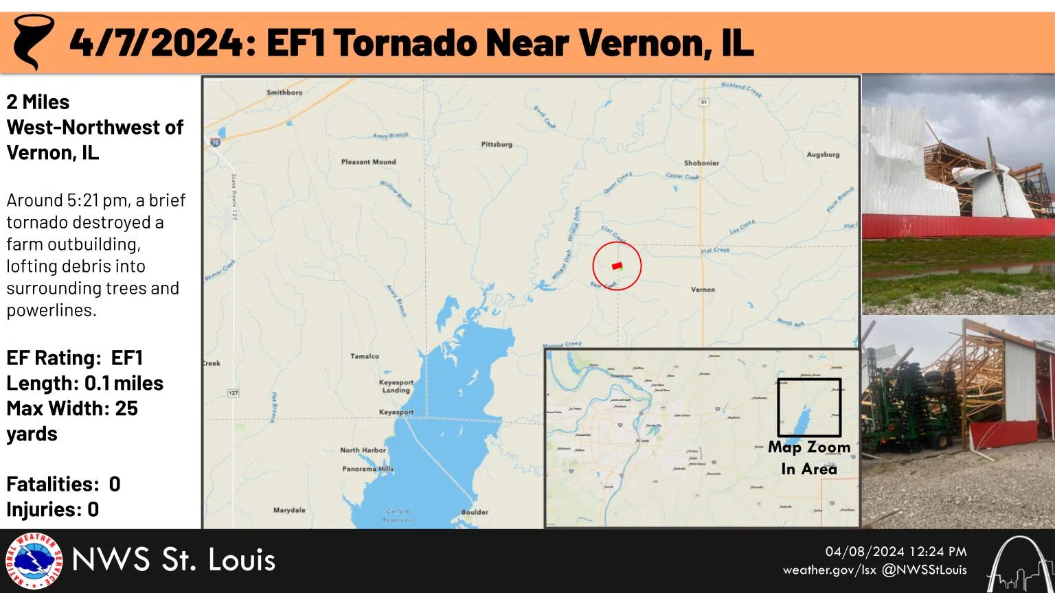 NWS says EF-1 Tornado near Vernon on Sunday evening