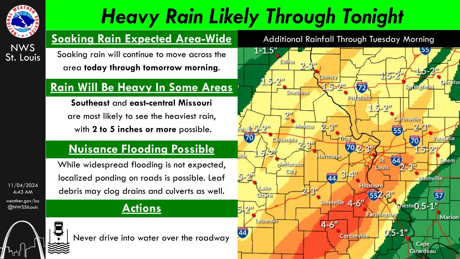 Rain & Storms Today and Tonight---Could see Heavy Rains Today