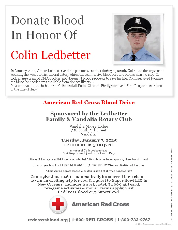 Blood Drive Honoring Colin Ledbetter & First Responders being held today