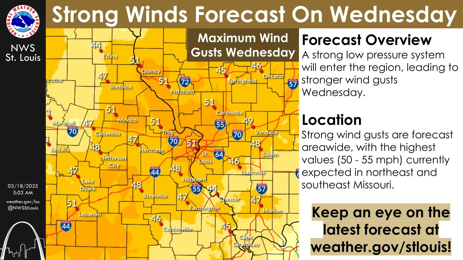 Warm & Windy Today---Very Strong Winds on Wednesday