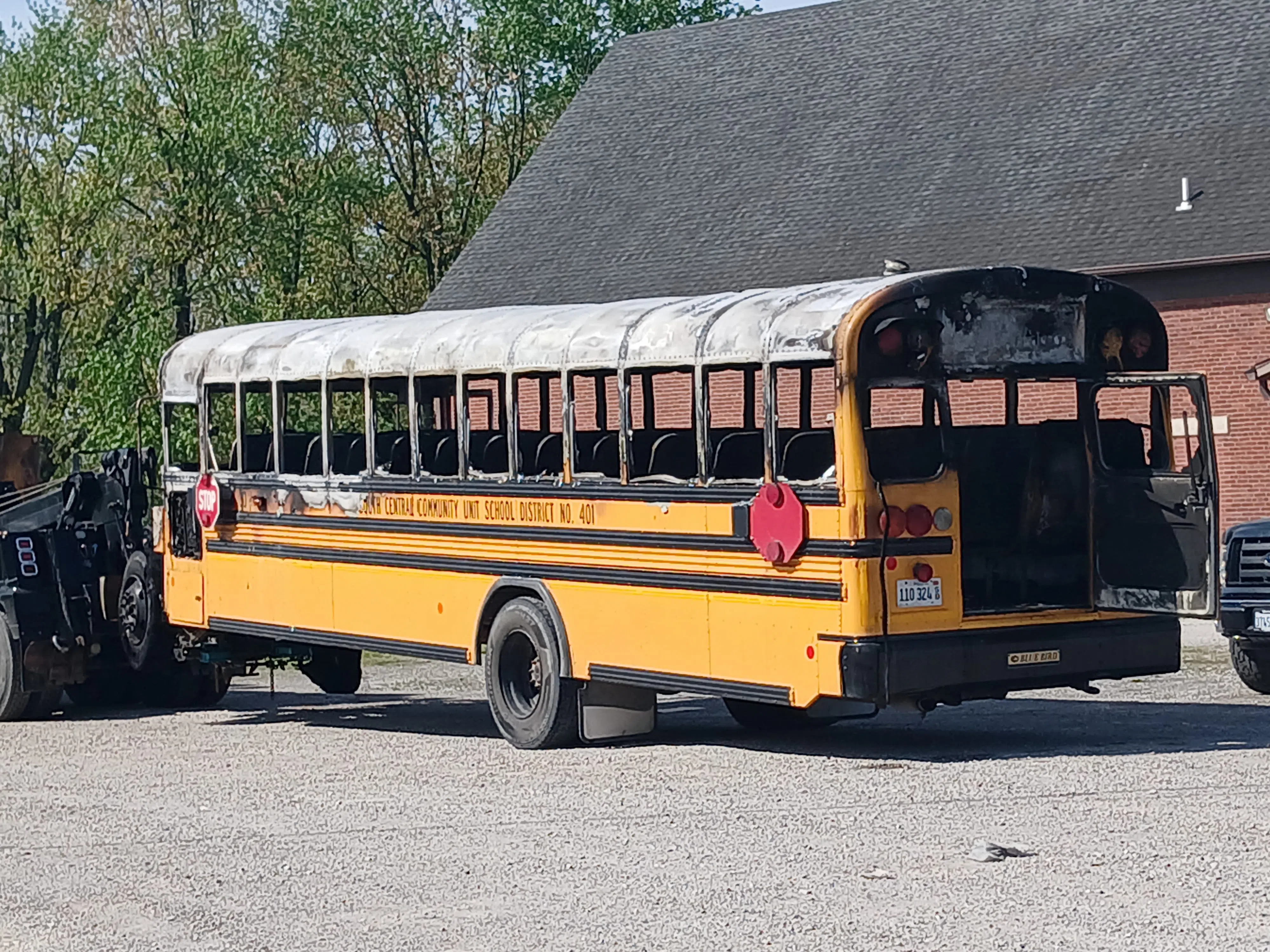 School Bus Fire this morning along Illinois Route 185