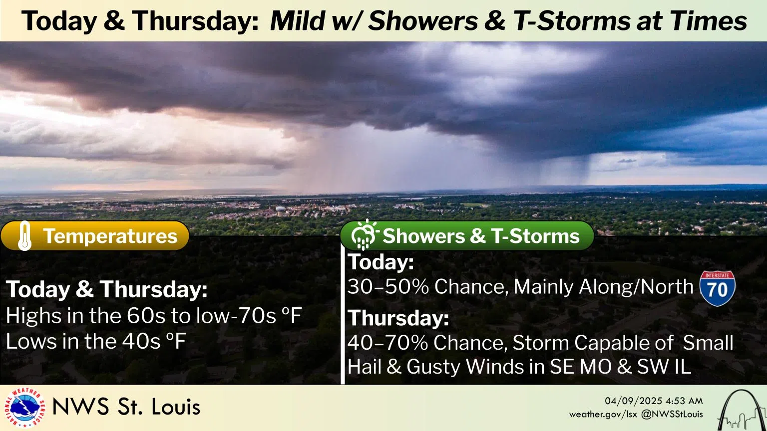 Chance of Showers & Storms this afternoon and tonight