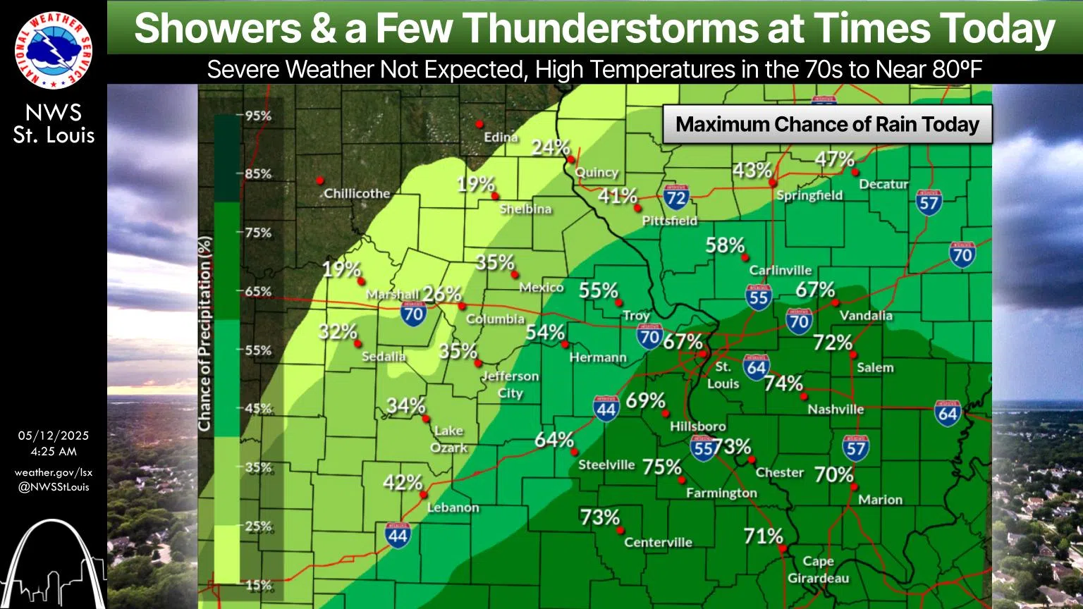 Showers & Thunderstorms Today & Tonight