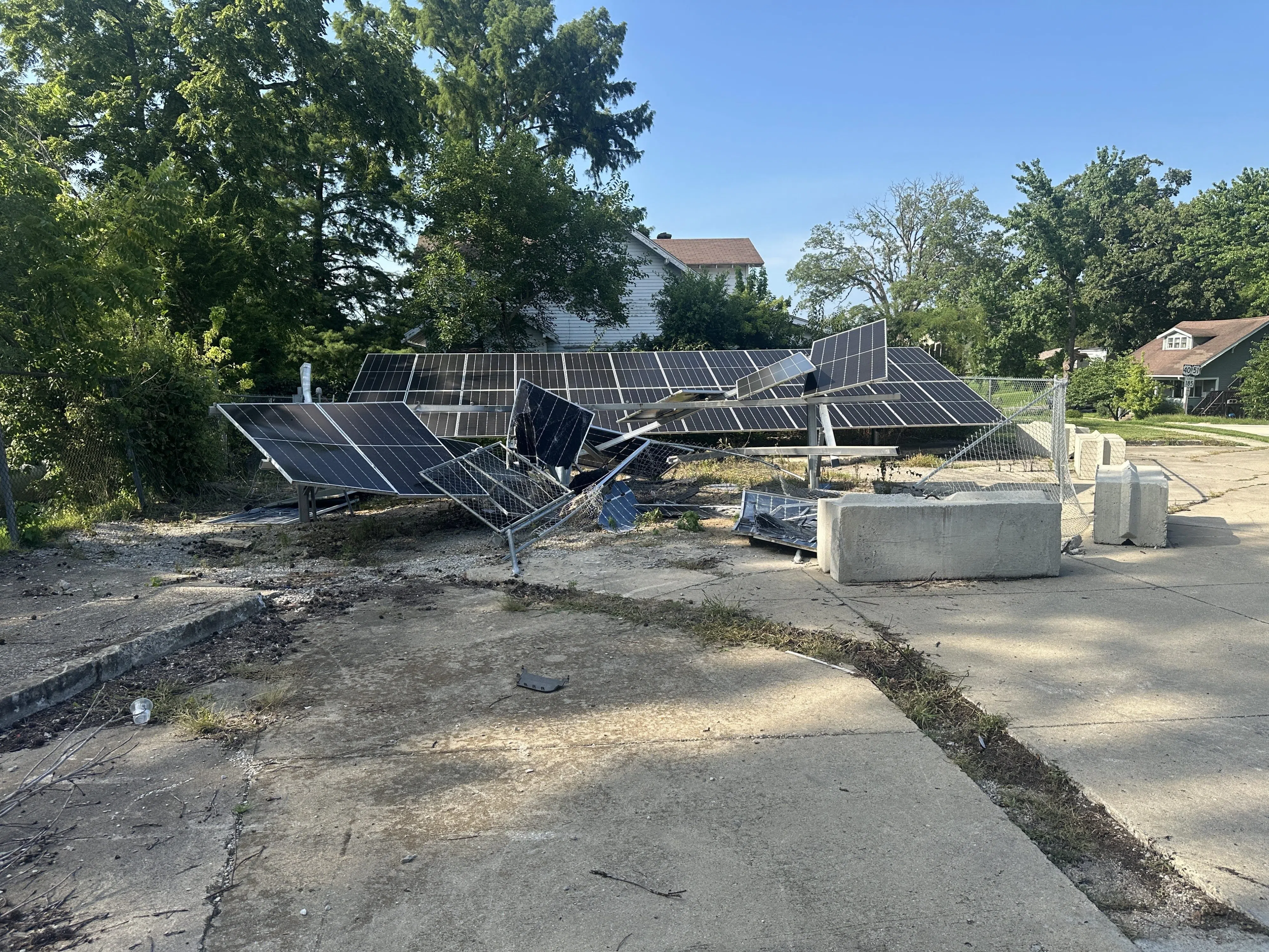 One vehicle accident does major damage to solar panels off of Kennedy Boulevard in Vandalia