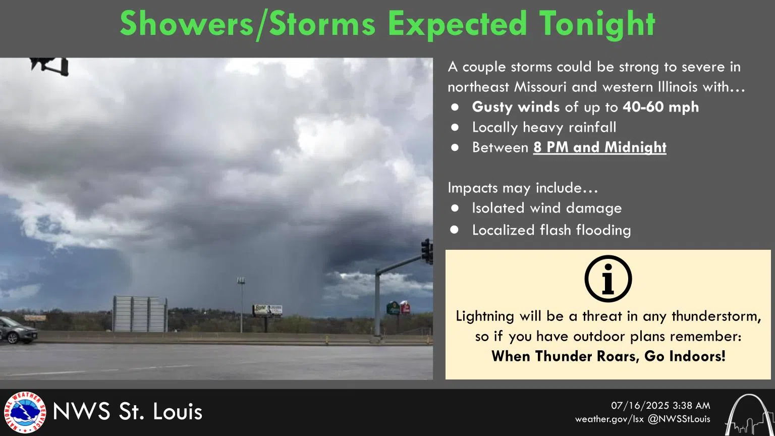 Chance of Showers & Storms this Afternoon/Tonight--Few Severe Storms possible tonight
