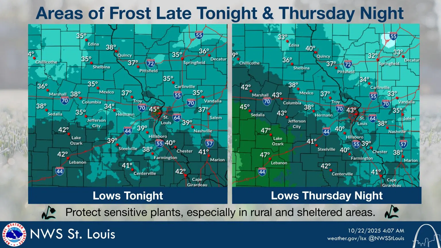 Sunny & Windy Today---Areas of Frost early Thursday morning