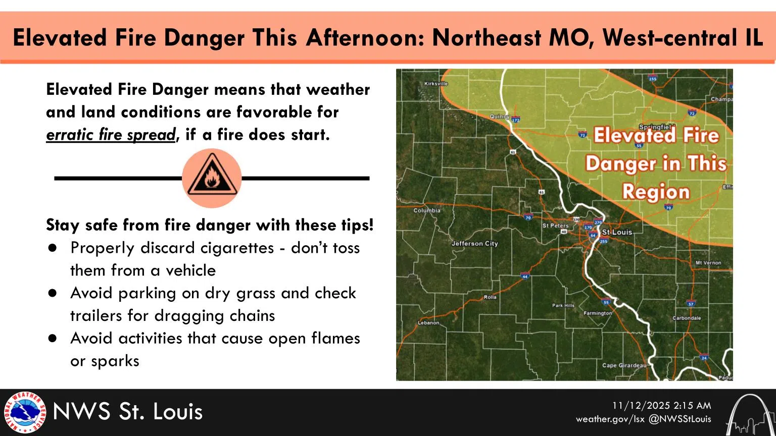 Sunny, Windy & Mild Today--Elevated Fire Danger this afternoon over the area
