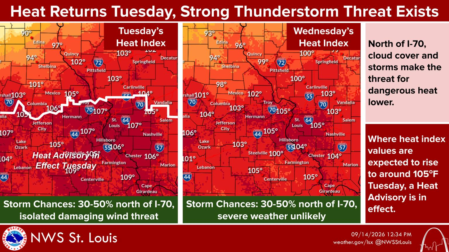 Extreme Heat & Humidity Today---Chance of a Strong to Severe Storm this evening/tonight