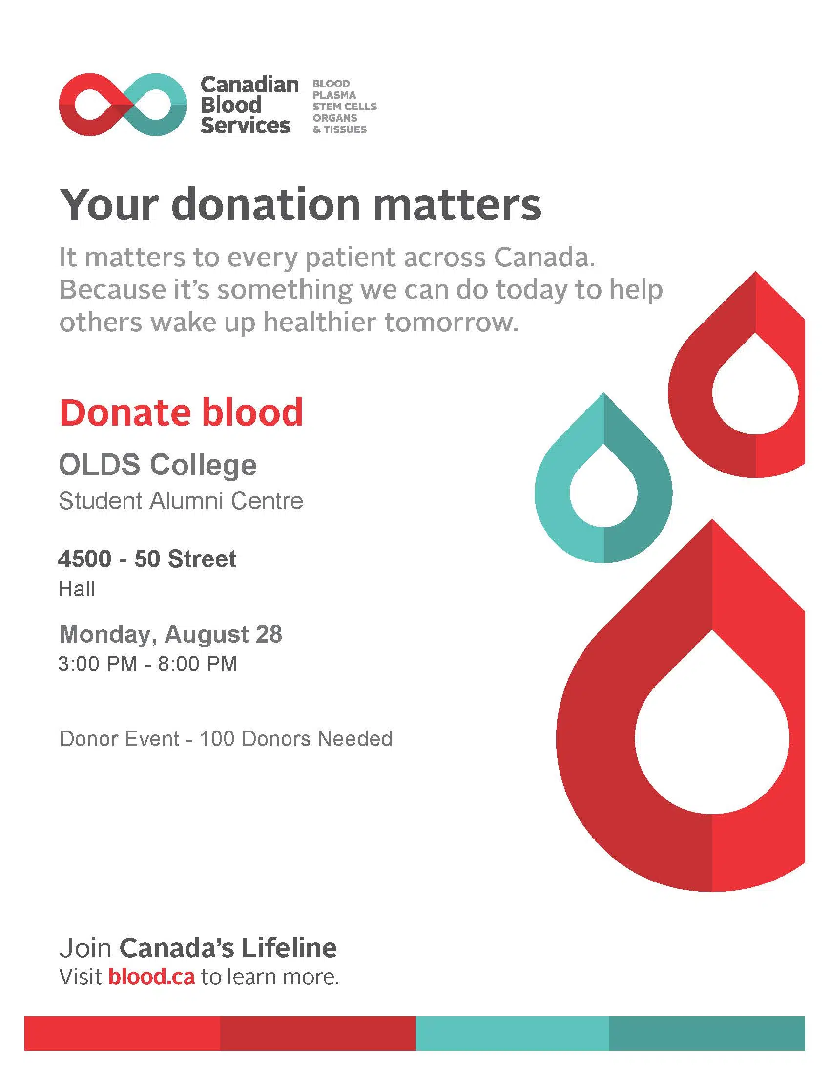 Blood Drive Set For August 28th At Olds College Alumni Centre, Already Booked Up