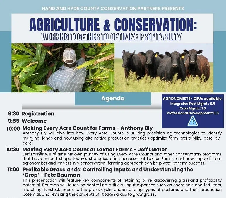 RSVP deadline for Agriculture & Conservation workshop in Miller is tomorrow
