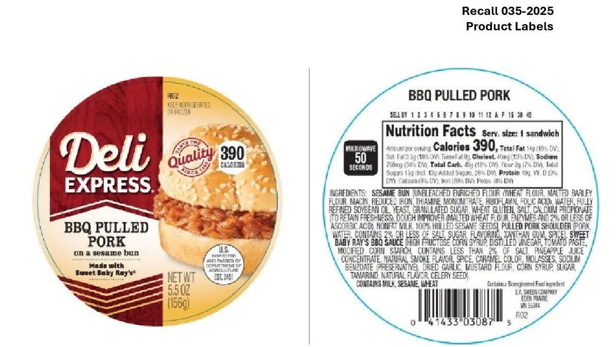 Minnesota-based Deli Express recalls pulled pork sandwich products due to possible foreign matter contamination