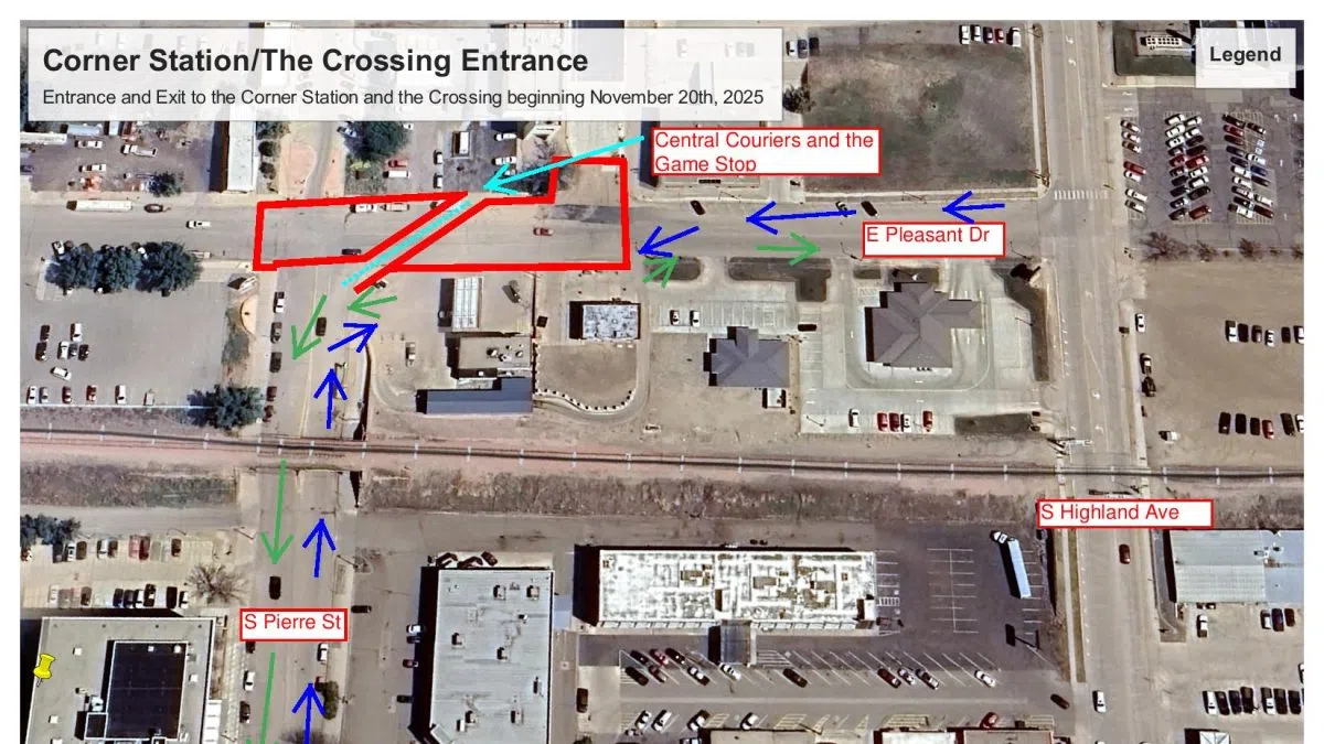 Business access routes temporarily changed on one block of Pleasant Drive due to Euclid Avenue reconstruction project in Pierre