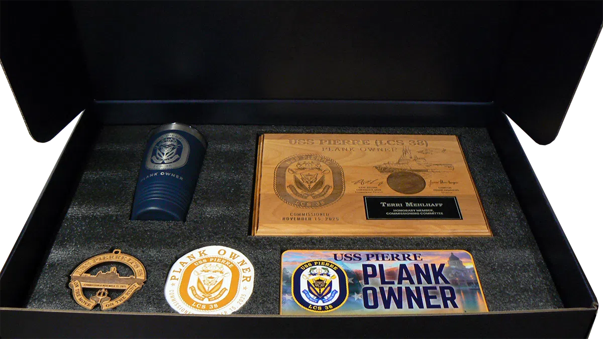 Pheasantland Industries Print Shop creates custom gift boxes for USS Pierre Commissioning