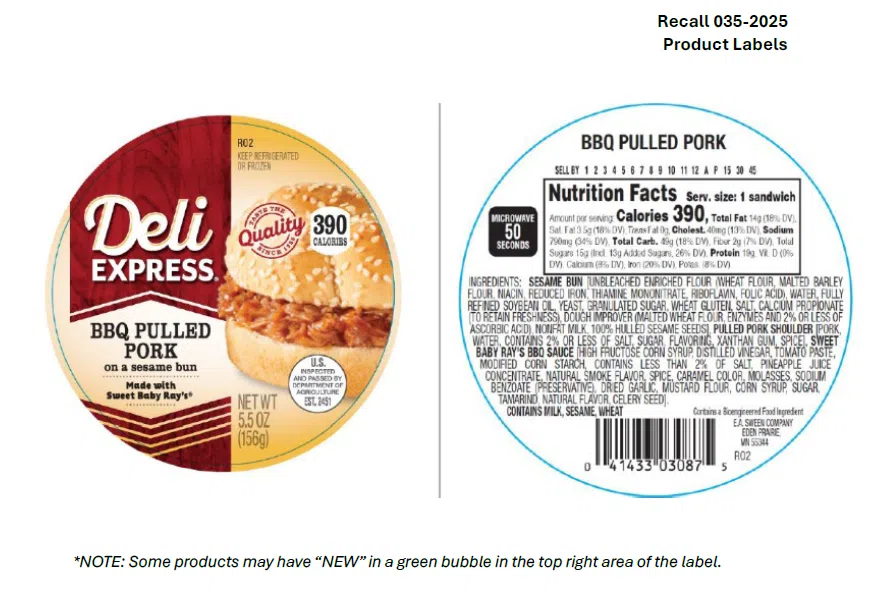 Minnesota company recalls pulled pork sandwich products due to possible contamination by pieces of plastic; Products were distributed nationwide