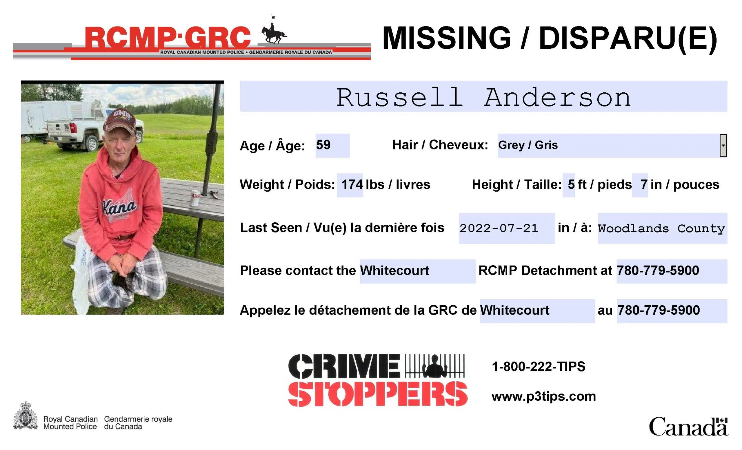 Whitecourt RCMP searching for missing man