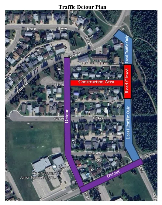 Construction on 18 Avenue in Edson enters next phase