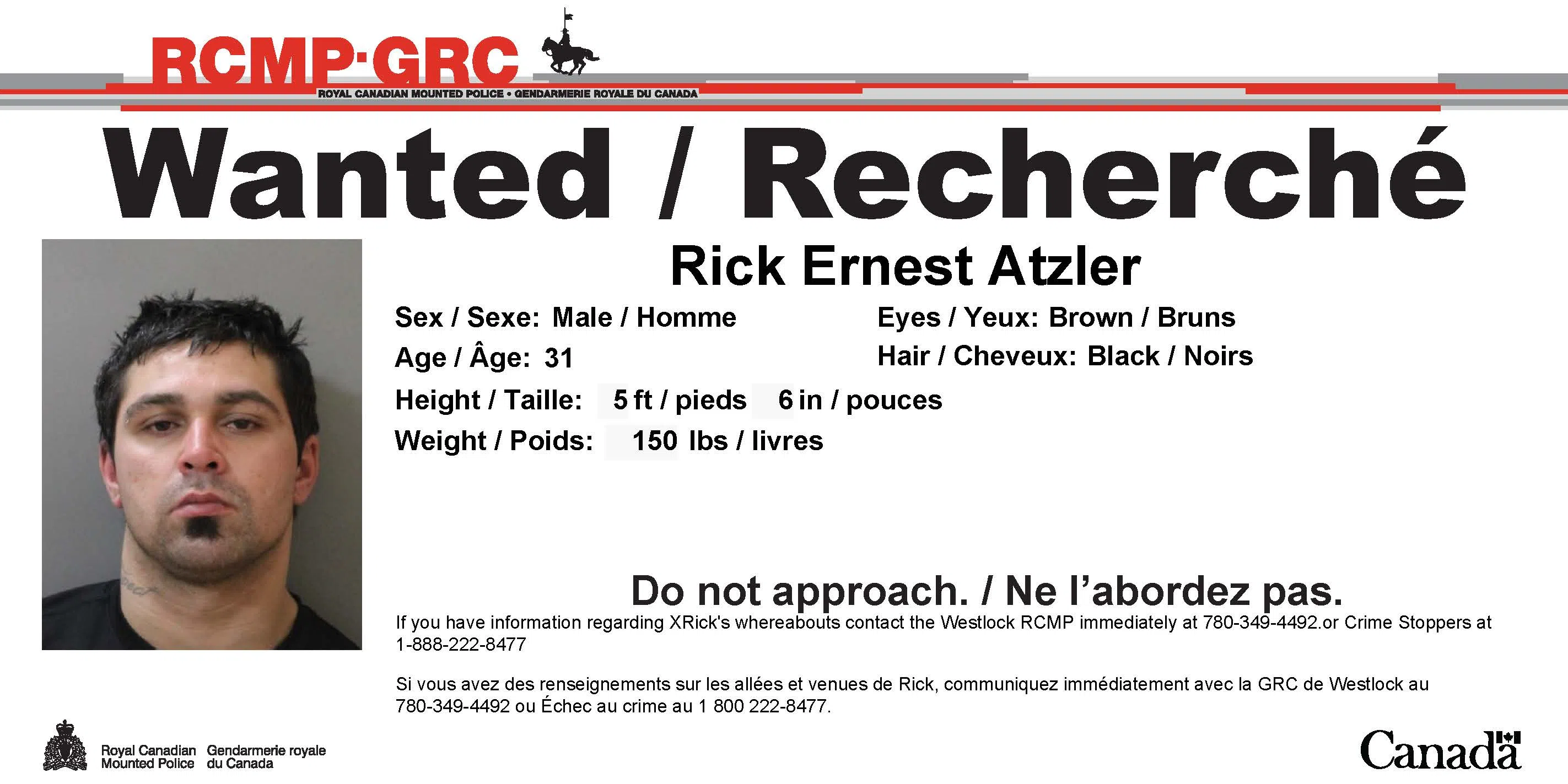 Westlock RCMP searching for wanted male