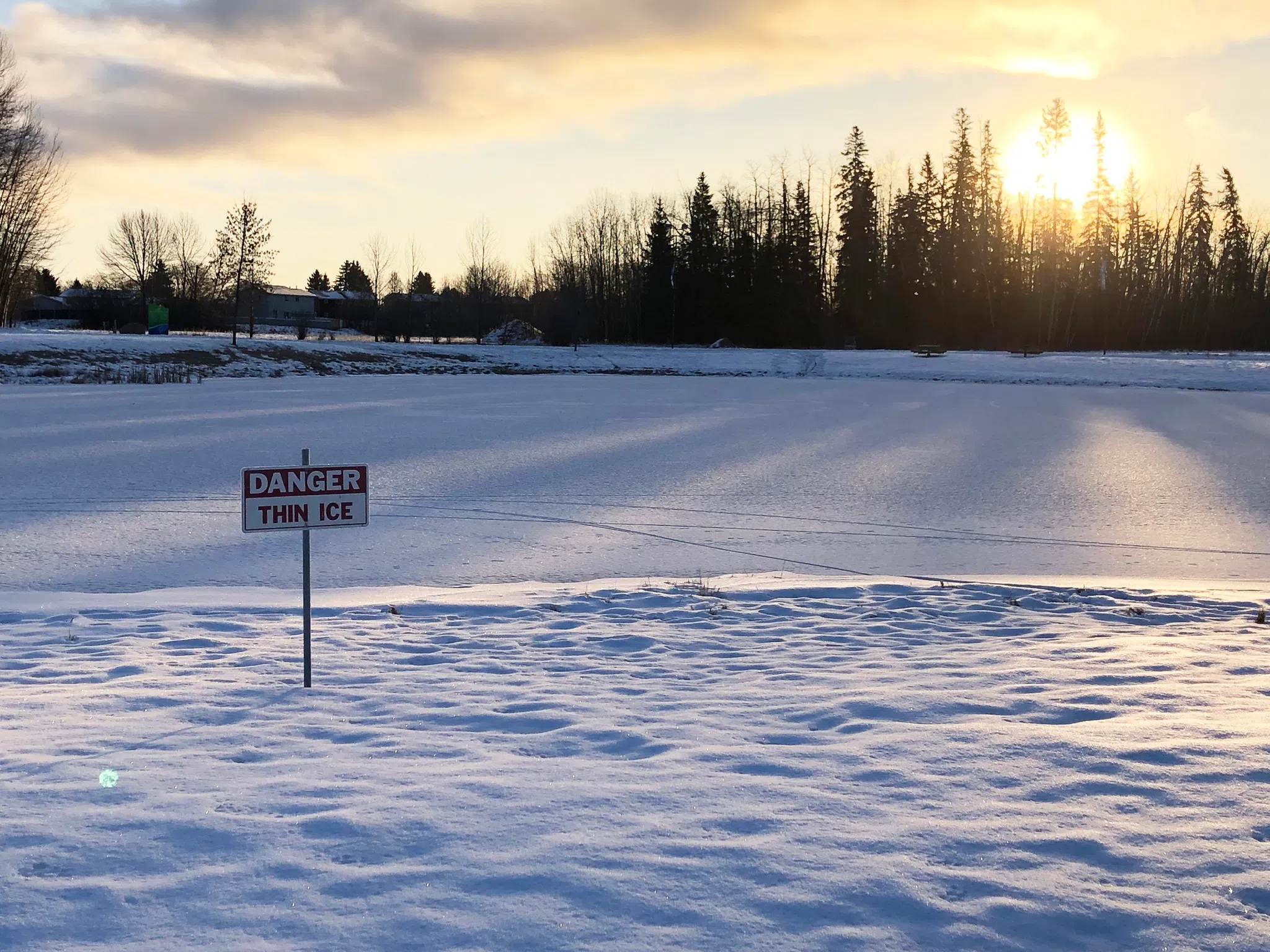 Thin ice warning in place for Festival Park Pond and skating oval in Whitecourt