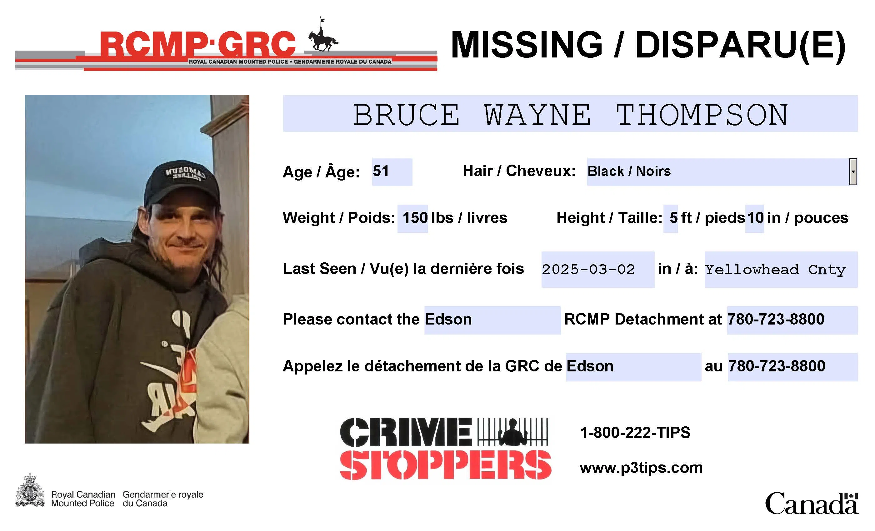 UPDATE: Edson RCMP continue to search for missing man
