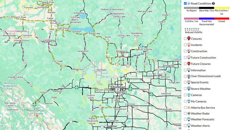 Poor road conditions across northern Alberta