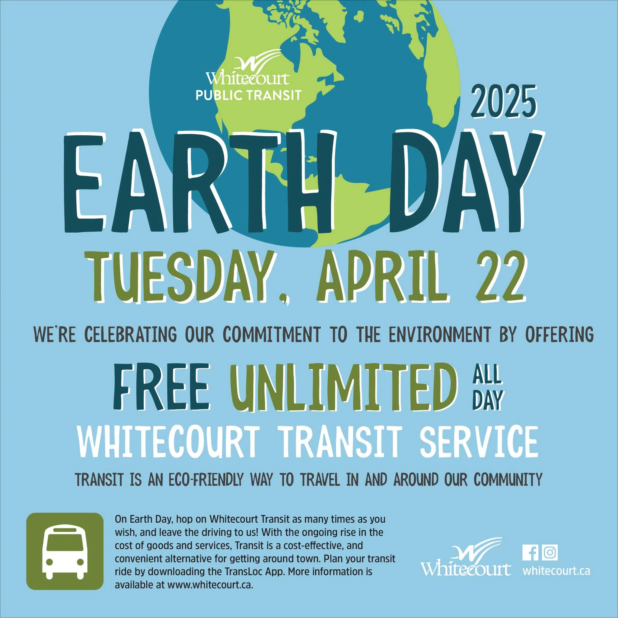 Free transit in Whitecourt for Earth Day 2025
