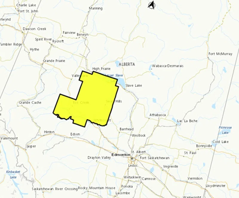 Snowfall Warning issued for areas near Whitecourt