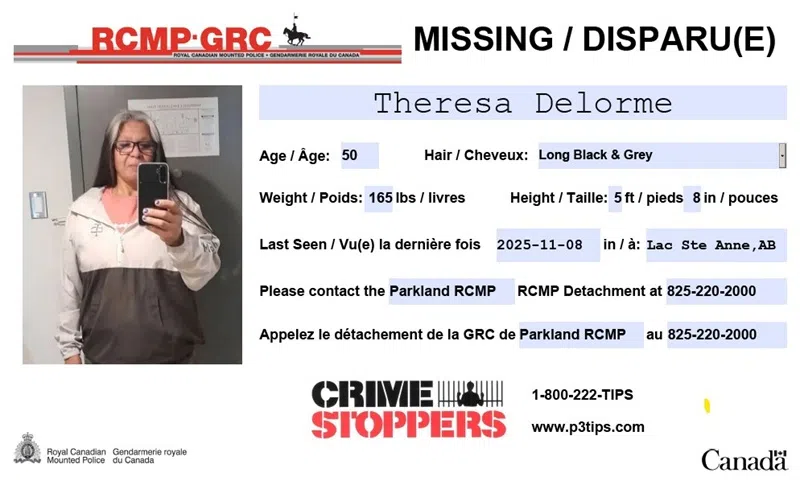 LOCATED: Theresa Anne Margaret Delorme, 50, of Lac Ste. Anne County
