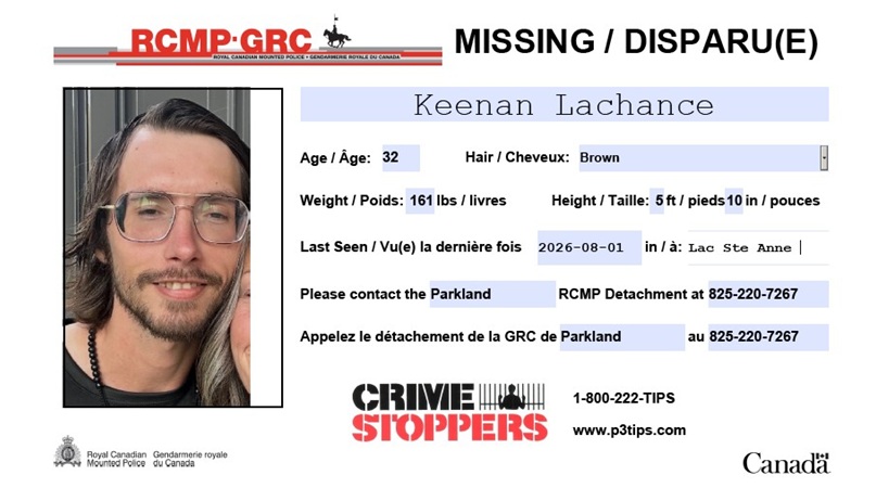 Missing: Keenan Lachance, 32, last seen in Lac Ste. Anne