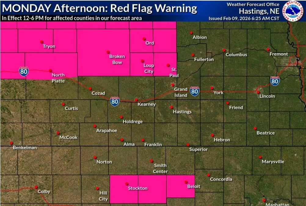 Red Flag Warning issued for parts of north central Nebraska due to fire weather concerns