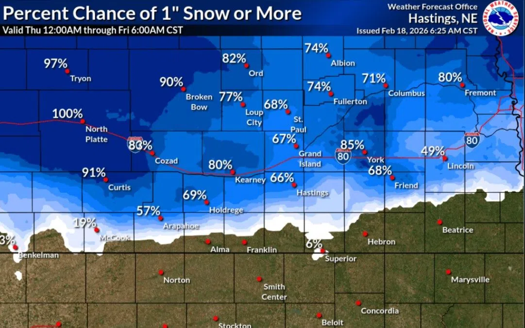 Winter Storm Watch in effect for north central Nebraska counties on Thursday