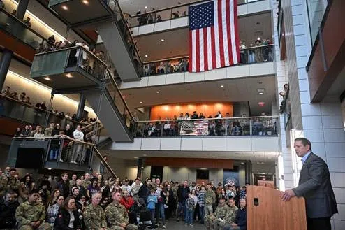 Gov. Pillen, other leaders visit with Nebraska Army National Guard soldiers before D.C. mission