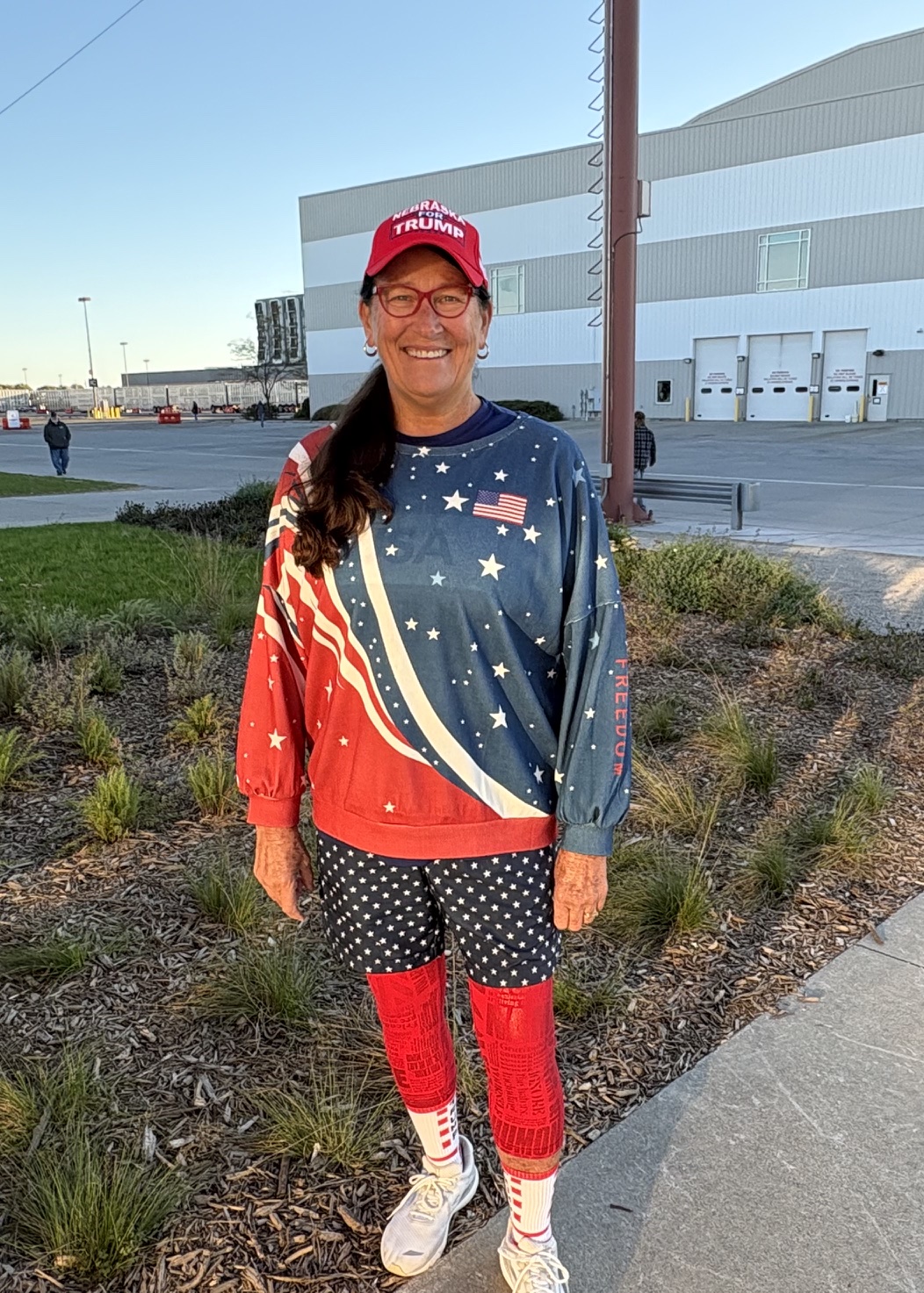 Nita Lechner of G.I. wears 'Nebraska for Trump' baseball hat