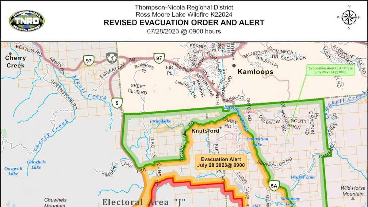 City of Kamloops rescinds evacuation alert; hundreds of TNRD residents