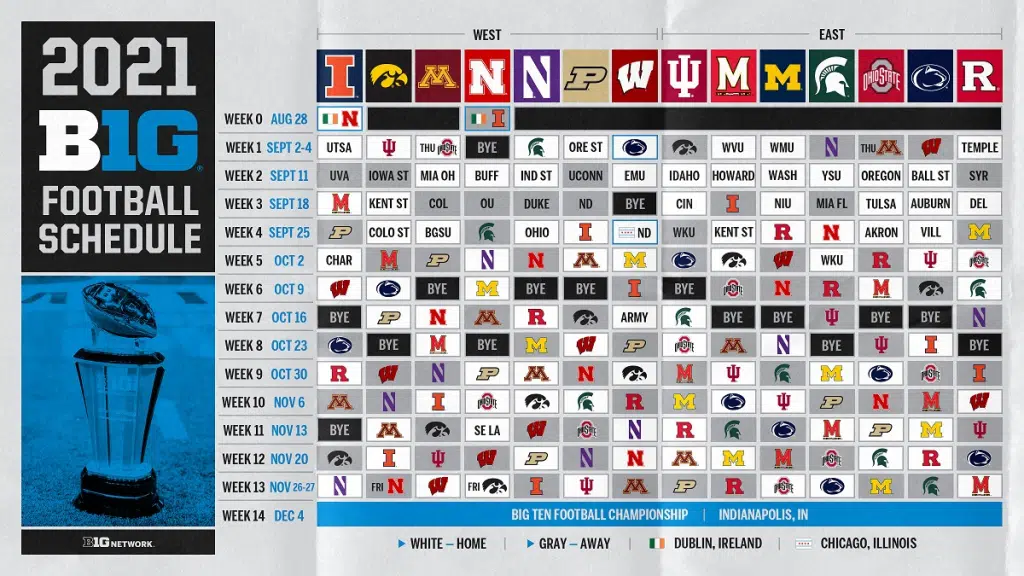 Big Ten updates 2021 football schedule Nebraska Iowa back on Black Friday 1340 KGFW The Information Channel