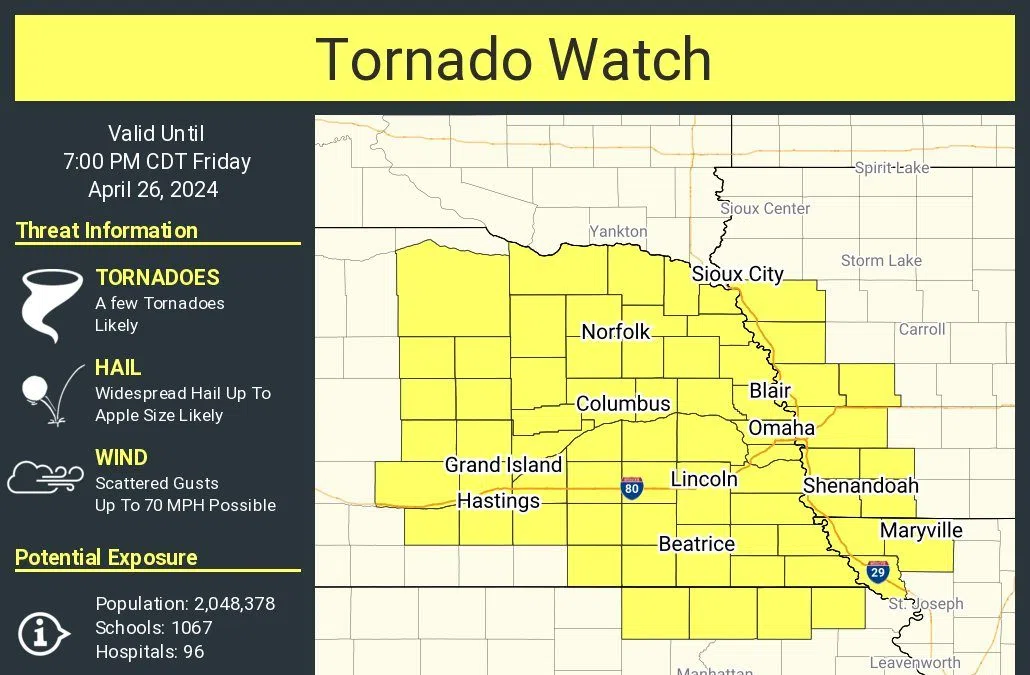 Tornado Watch Issued For Lincoln Until 7:00 | KLIN - News/Talk 1400