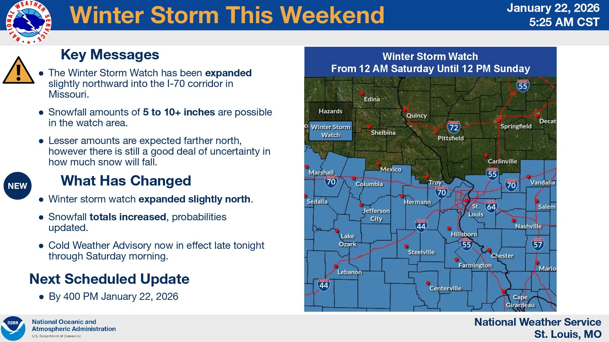 National Weather Service Issues Winter Storm Warning Beginning Midnight Friday Night