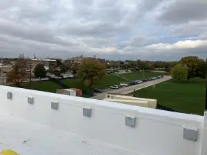 View looking northeast from the outdoor space