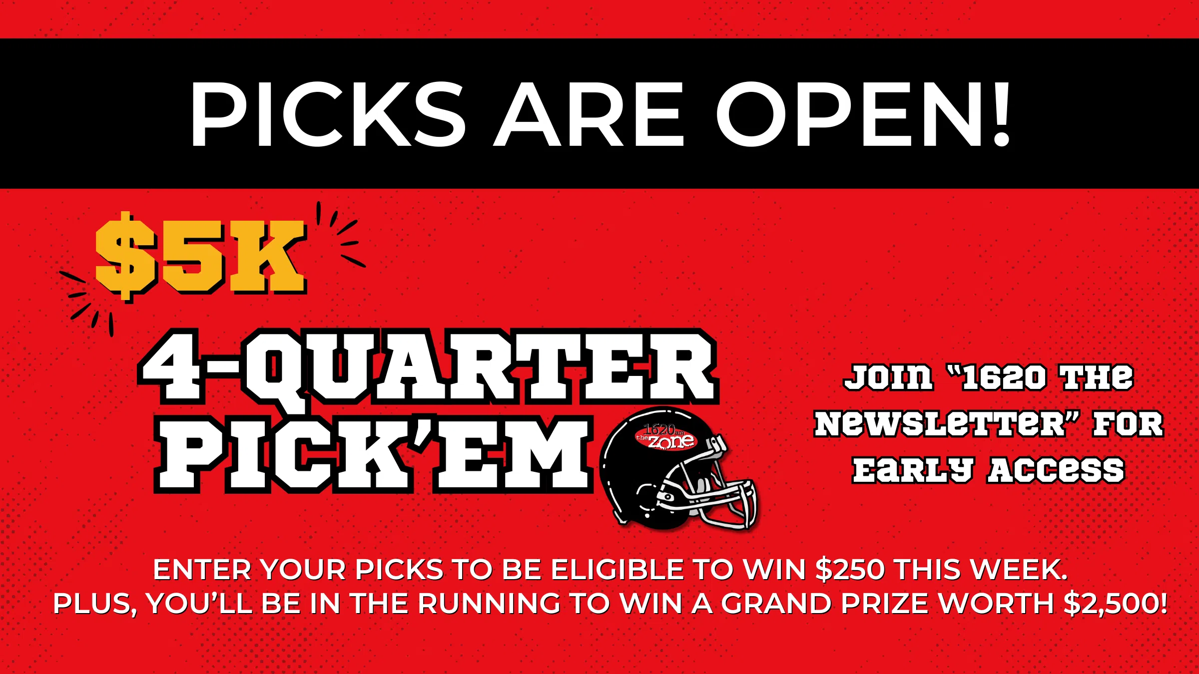 Feature: https://1620thezone.com/2025/09/05/4-quarter-pickem/#/questions
