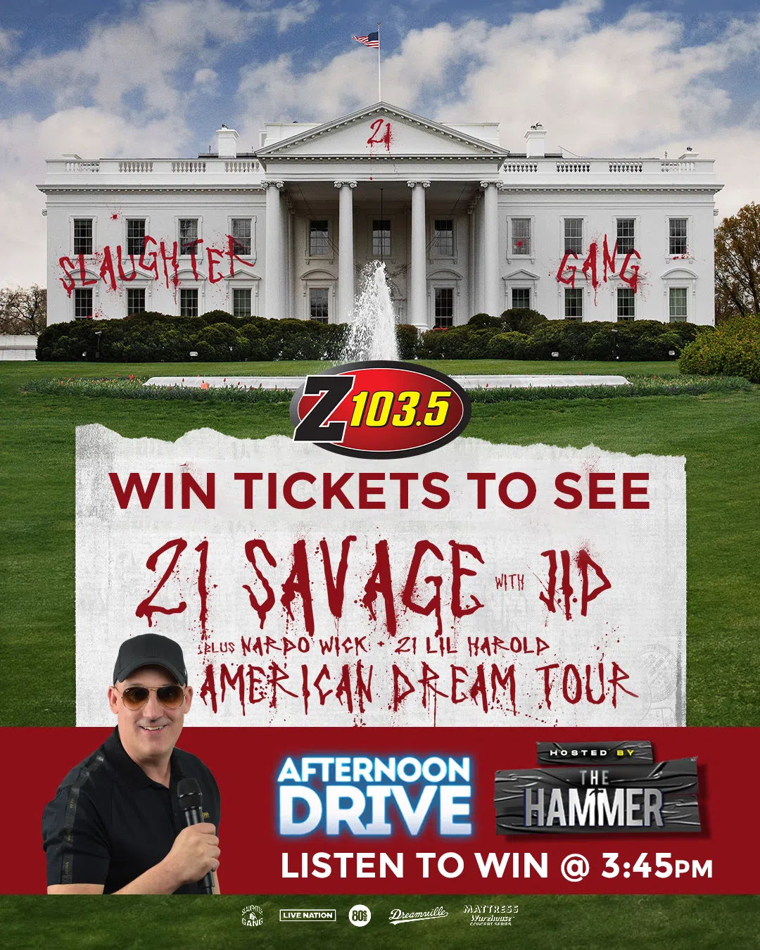 Win tickets to see 21 Savage American Dream Tour Z1035 All