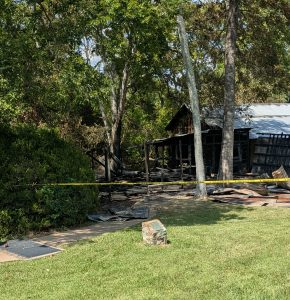 Fire on the grounds of Sam Houston Memorial Museum destroys several small structures.