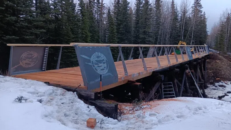 Work nearing completion on historic trestle bridges in Nordegg