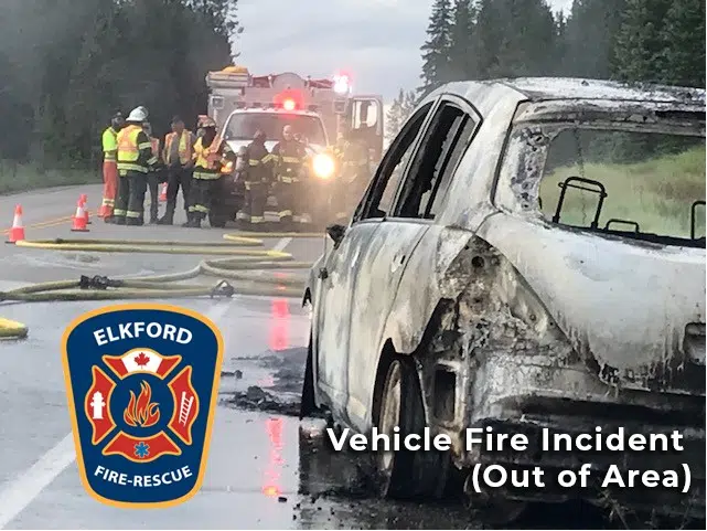 Elkford Fire Department respond to car fire Wednesday morning