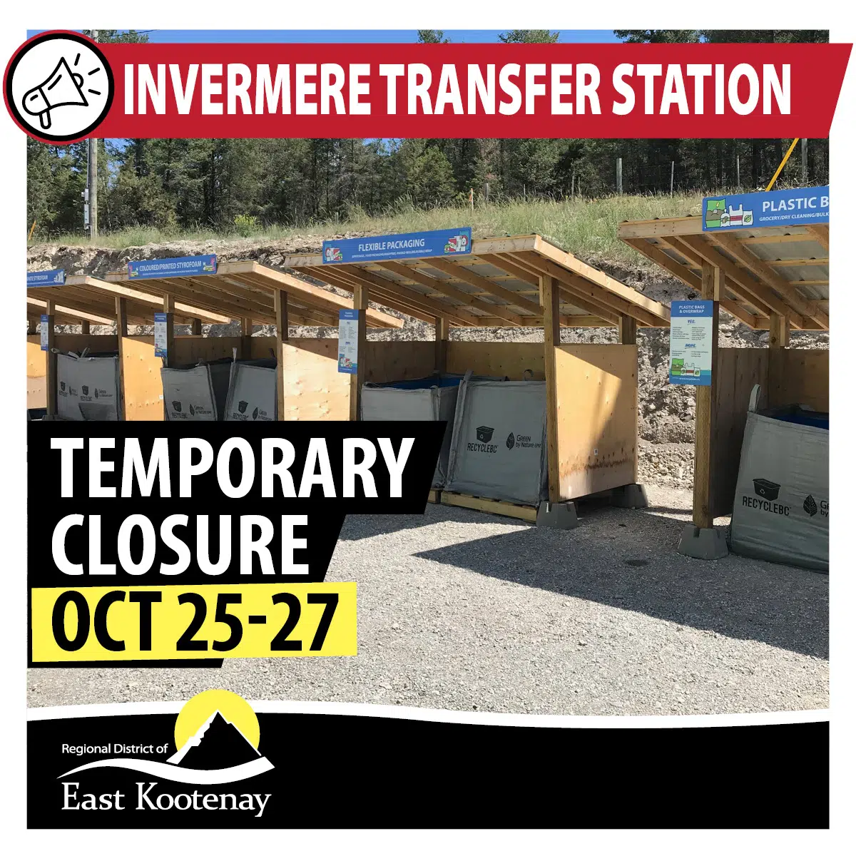 Paving project to temporarily close Invermere Transfer Station October 25 - 28