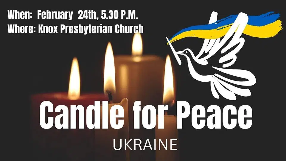 Candlelight vigil in Cranbrook recognizing one year anniversary of Ukraine invasion